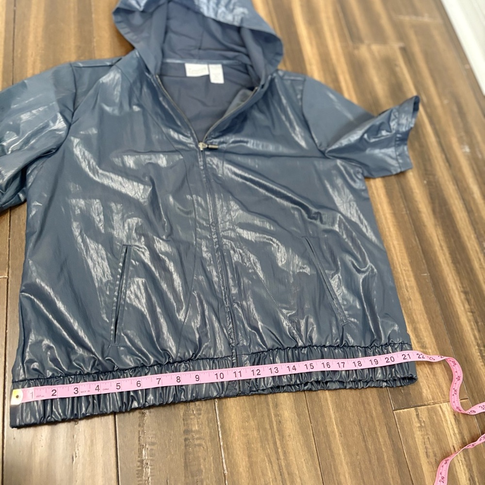 Zynergy by Chico’s Sz Blue Golf Jacket Hooded Zip Up Pockets Athletic Preppy - Picture 3 of 8